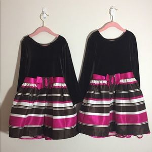 BonnieJean Fuchsia and Brown Striped Holiday Dress